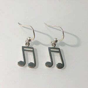 Sterling Silver Sixteenth Notes Wire Earrings. Musical jewelry
